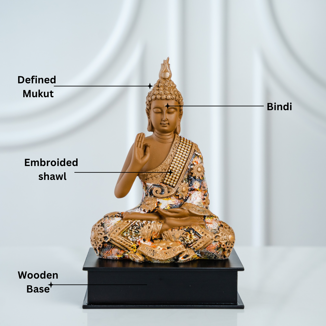 Buddha With Wooden Base 11" inches