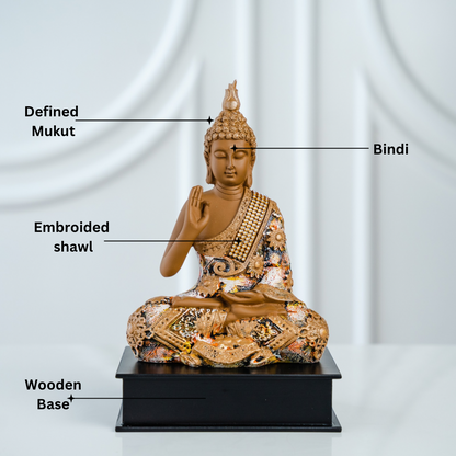 Buddha With Wooden Base 11" inches
