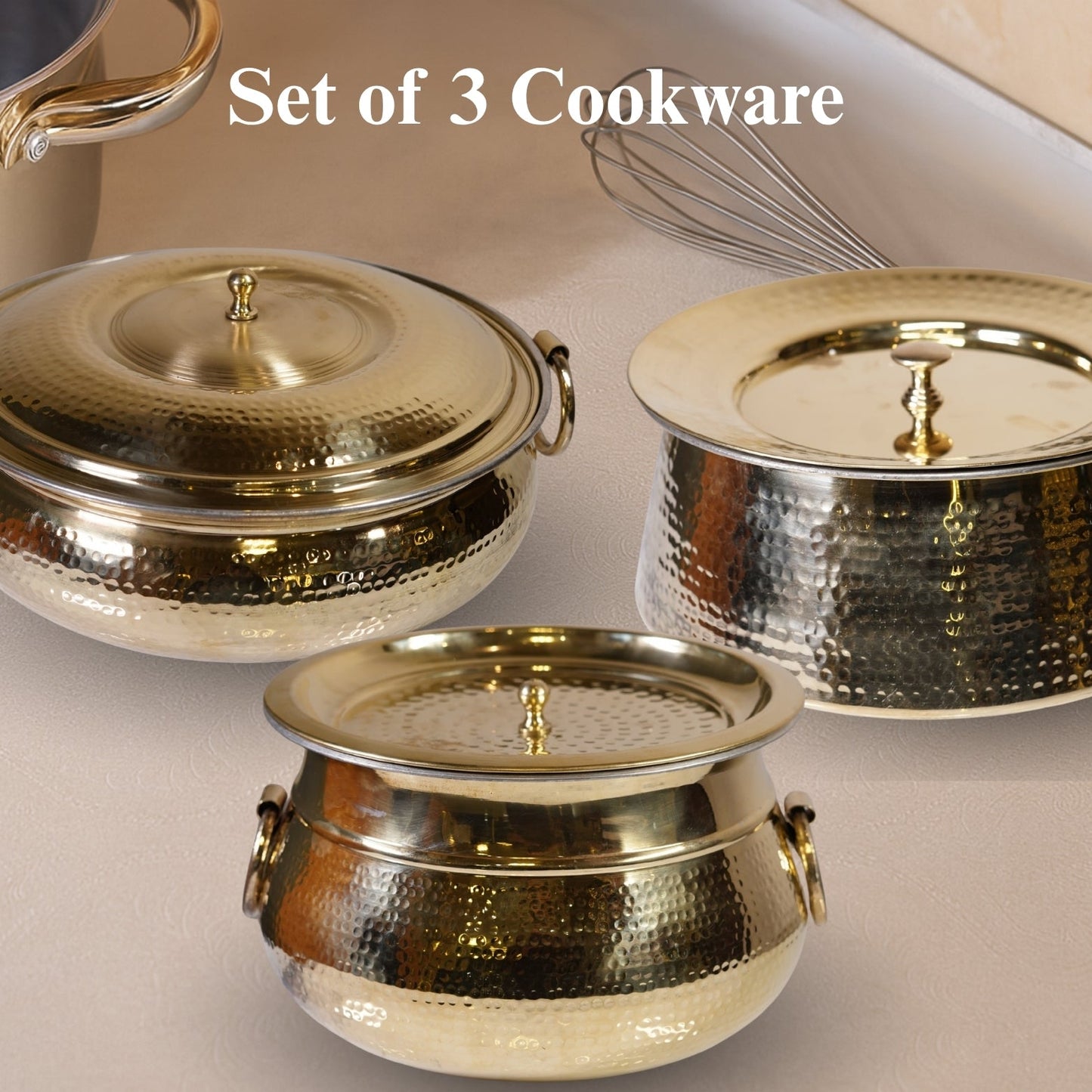 Set of 3 Brass Cookware