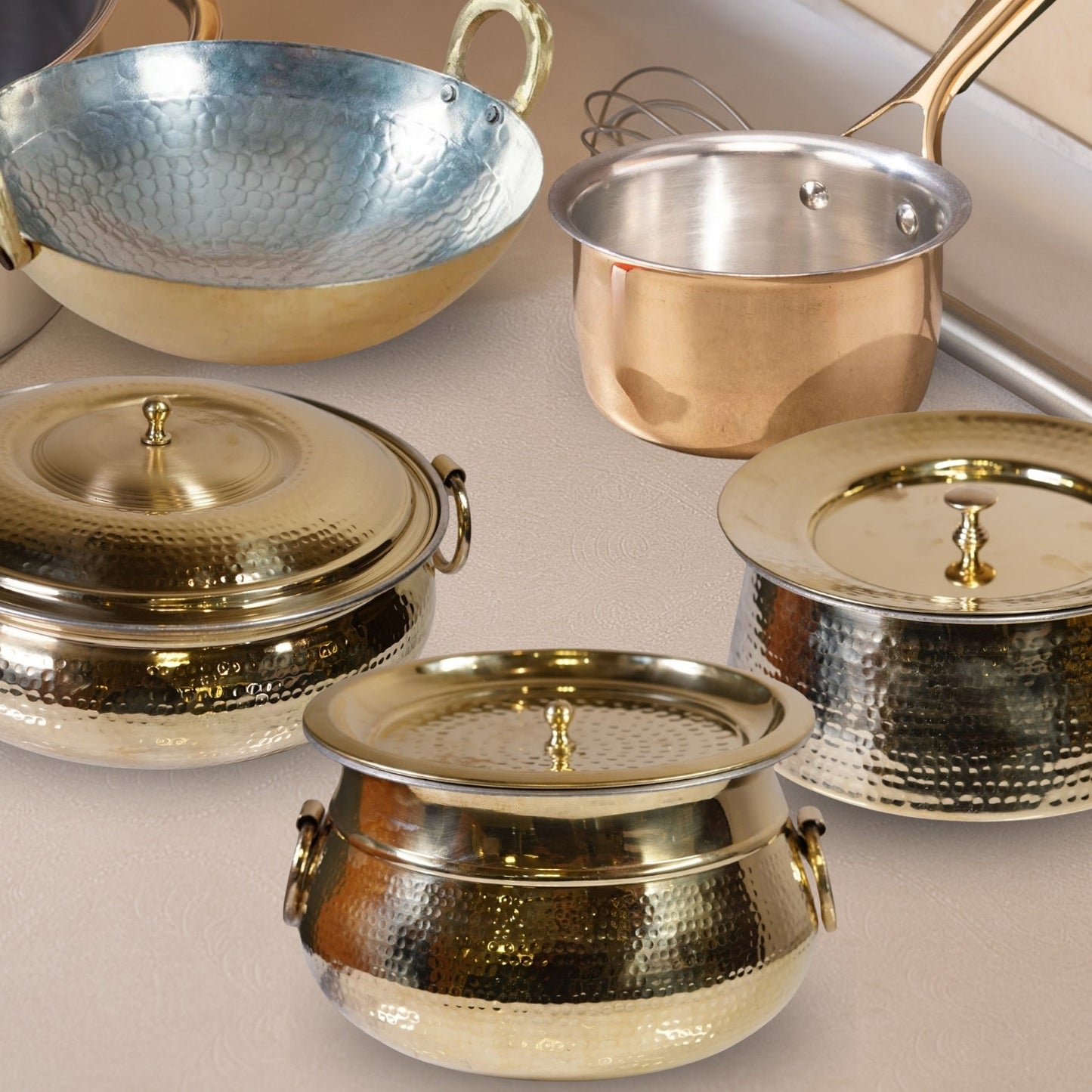 Set of 5 Brass Cookware