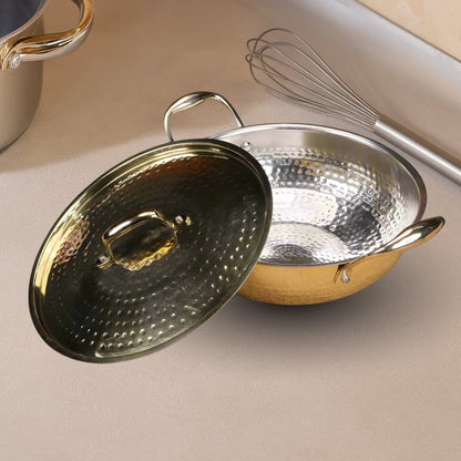 Brass Kadhai with Kalai and Lid