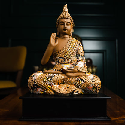 Buddha With Wooden Base 11" inches