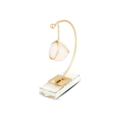 Golden Half Moon Shape Table Showpiece with Hanging Crystal Ball